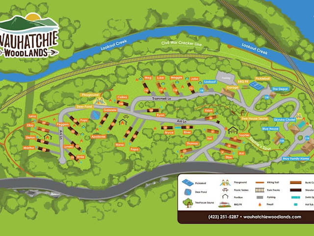 Wauhatchie Woodlands Tiny Cabin Resort Property Map