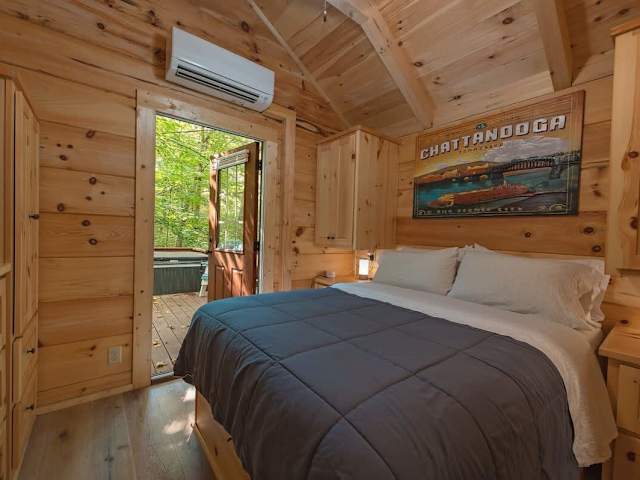 Main Bedroom located Downstairs with queen bed