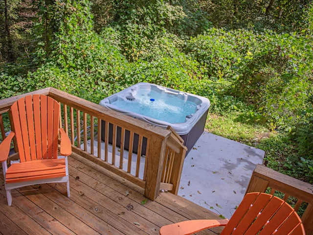 Private hot tub off the back deck