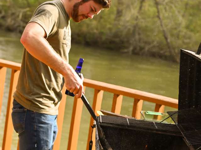 The pavilion has a charcoal grill