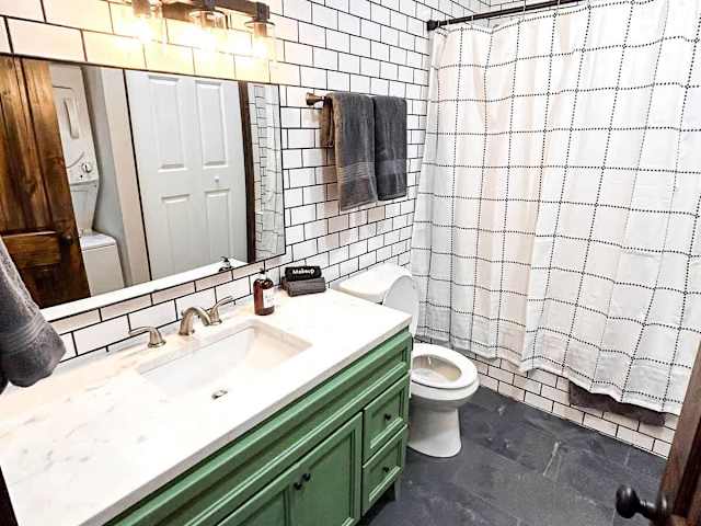 Bathroom in the Wauhatchie Train Depot at Wauhatchie Woodlands in Chattanooga, TN
