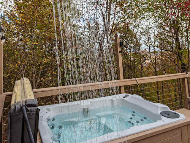 Shower in the great outdoors with heated water.