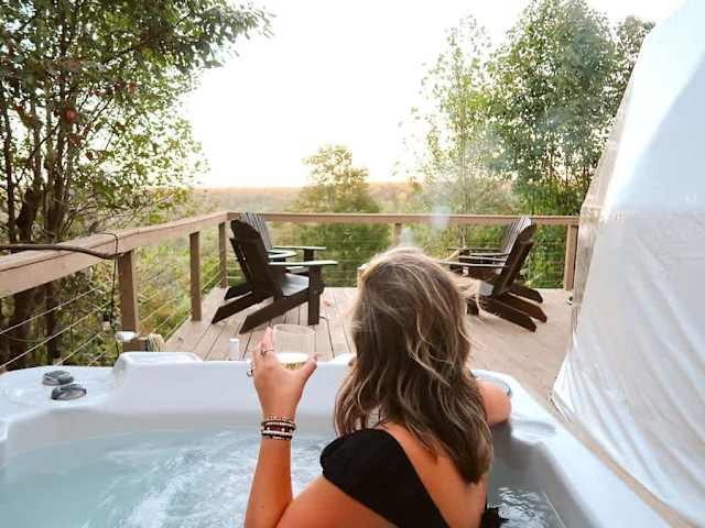 Soak in your private hot tub that is professionally serviced between each guest.