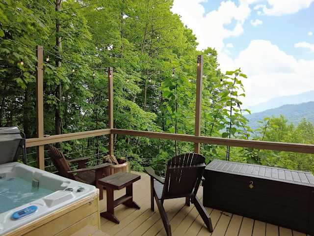 Raven's Point offers our largest deck!  Spread out across three levels and enjoy the outdoors.  Hot tub, firepit, grill or simply lounging out.  The choice is yours.