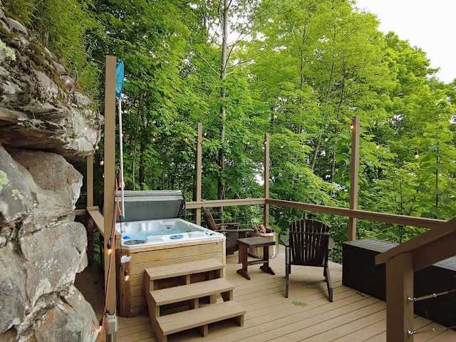 Raven's Point offers our largest deck!  Spread out across three levels and enjoy the outdoors.  Hot tub, firepit, grill or simply lounging out.  The choice is yours.