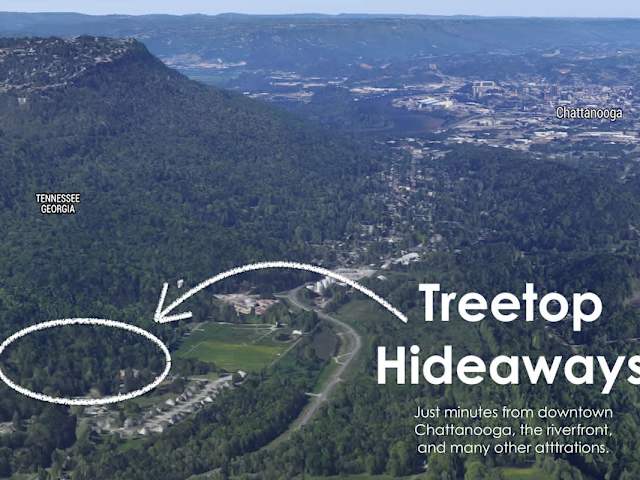 Tucked away in an old growth forest, but just minutes from downtown Chattanooga's riverfront and many other attractions.