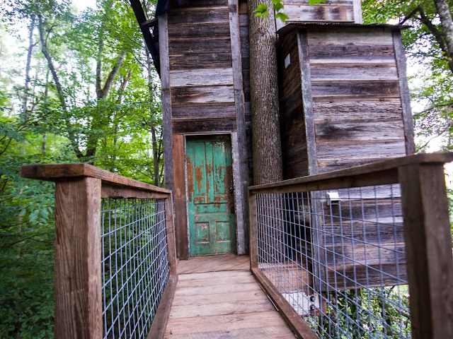 Moving across the bridge.