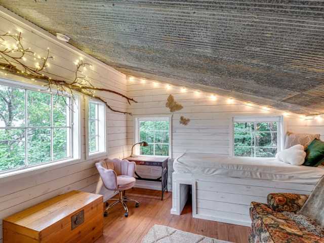 Upstairs in the cozy loft space