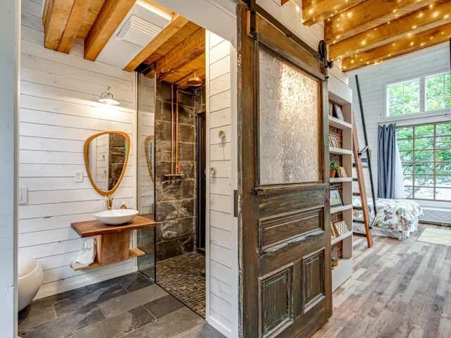A look inside the beautifully appointed bathroom.