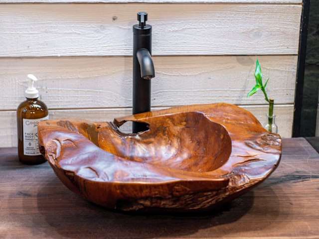 Teak wood sink