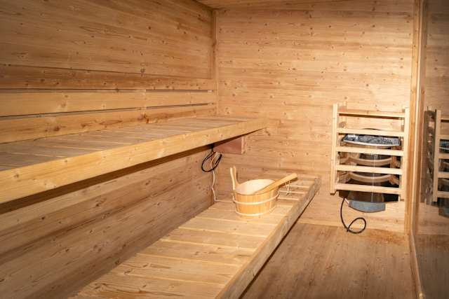 Inside our communal sauna