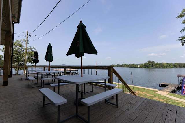 Back porch dining at our on property restaurant