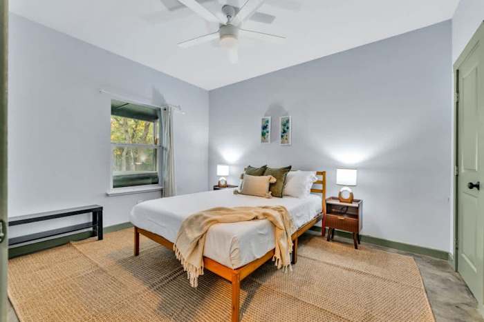 2 BR Lodge | Hot Tub | Fire Pit | Near Wineries! — Bedroom 1 with Queen bed