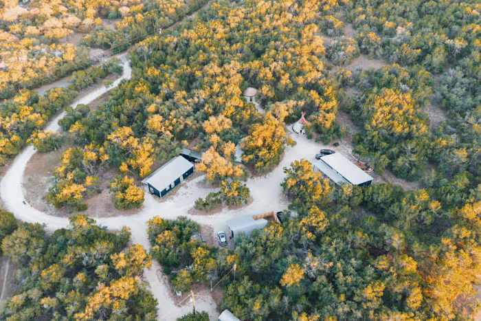 Unique Shipping Container |Cowboy Pool & Hot Tub — Aerial Photo of the Property