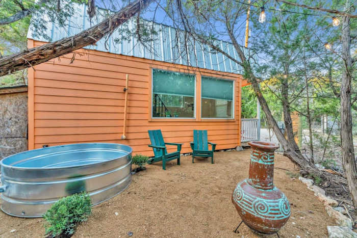 Tiny Home! | Private Cowboy Pool | Near Wimberely — Day time on the patio