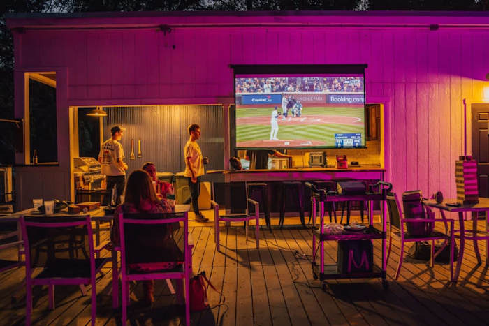 Sleeps 20+| Hot Tubs | Cowboy Pools | Projector TV — Gather around the 90" screen