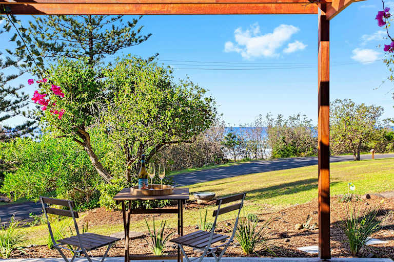 Private patio and garden at Banksia Terrace in Tuross Head