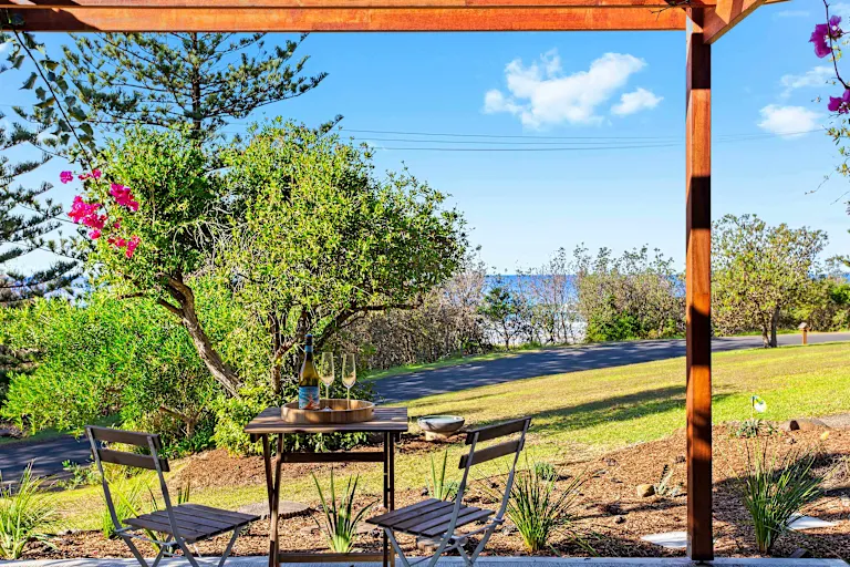 Private patio and garden at Banksia Terrace in Tuross Head