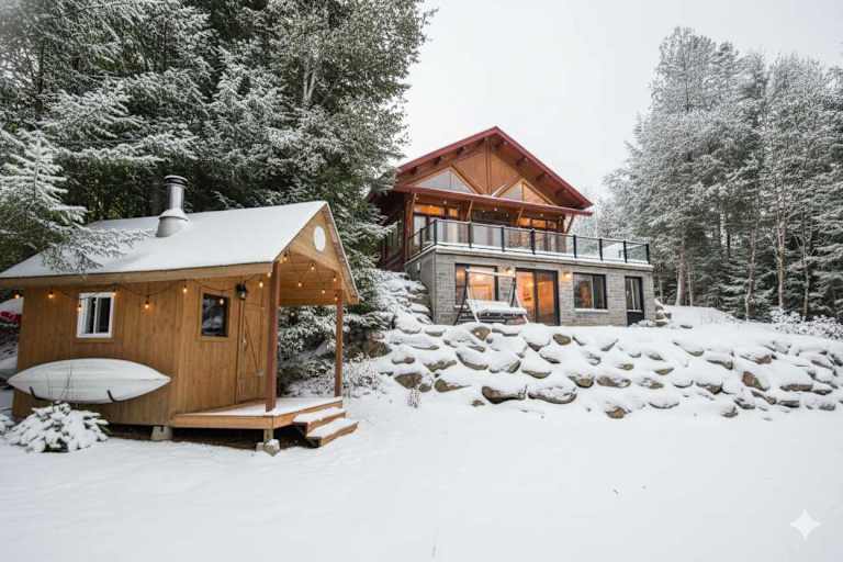 Chalet en bois rond | Bord de Lac | Le Oly