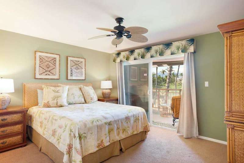 Comfortable bedroom with lanai access