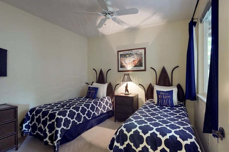 Cozy bedroom with two comfortable twin beds