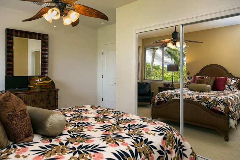 Tropical Guest Bedroom Suite with Queen Bed & Ceiling Fan