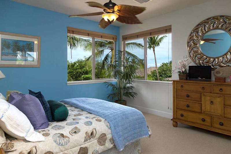 Coastal Guest Bedroom with Queen Bed & Picturesque Window Views