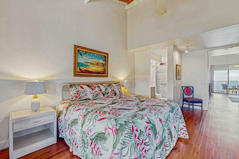 Master bedroom with king bed and lanai access.
