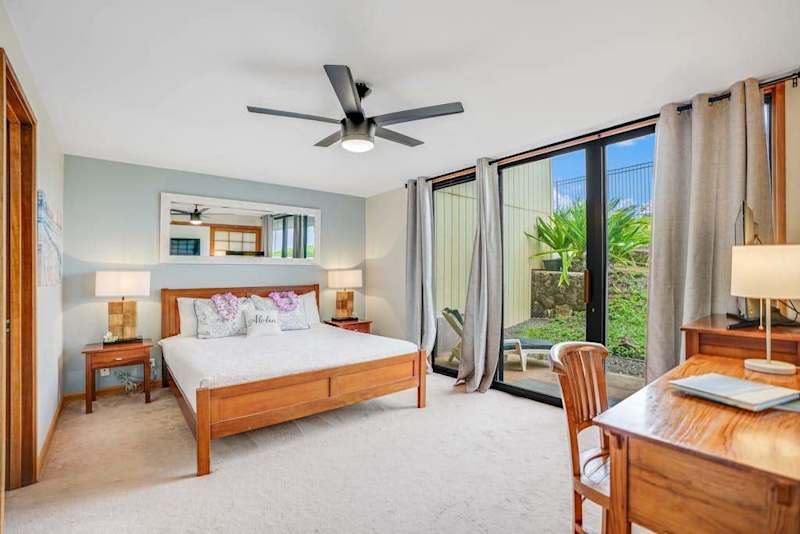 Large bedroom with natural lighting