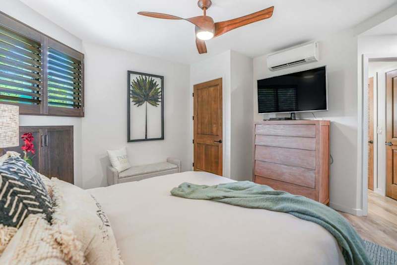 Comfortable guest retreat with a TV and ample storage