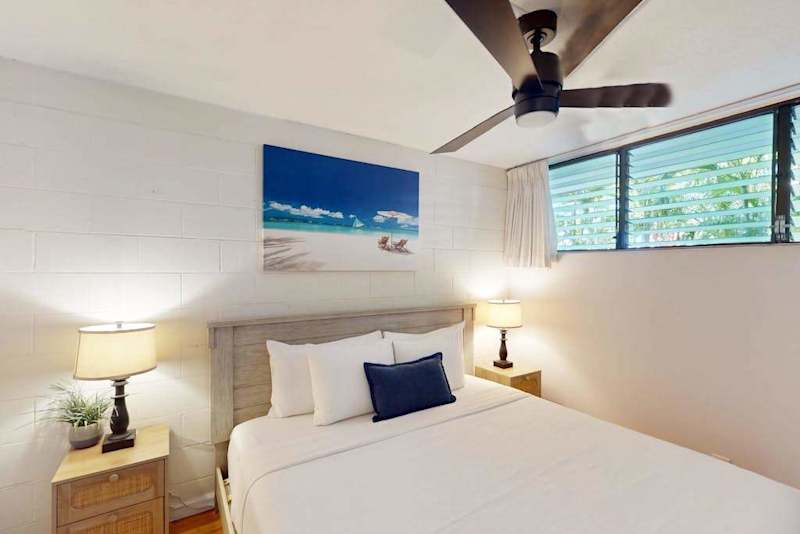 Cozy Guest Bedroom with Queen Bed & Ceiling Fan
