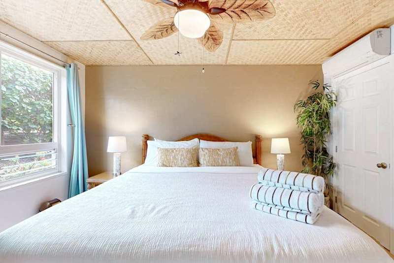 Bright bedroom with peaceful garden views