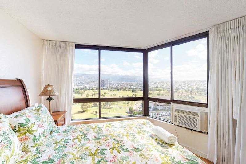 Wake up to scenic views from the bedroom