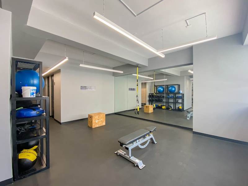 Fully equipped gym and restrooms