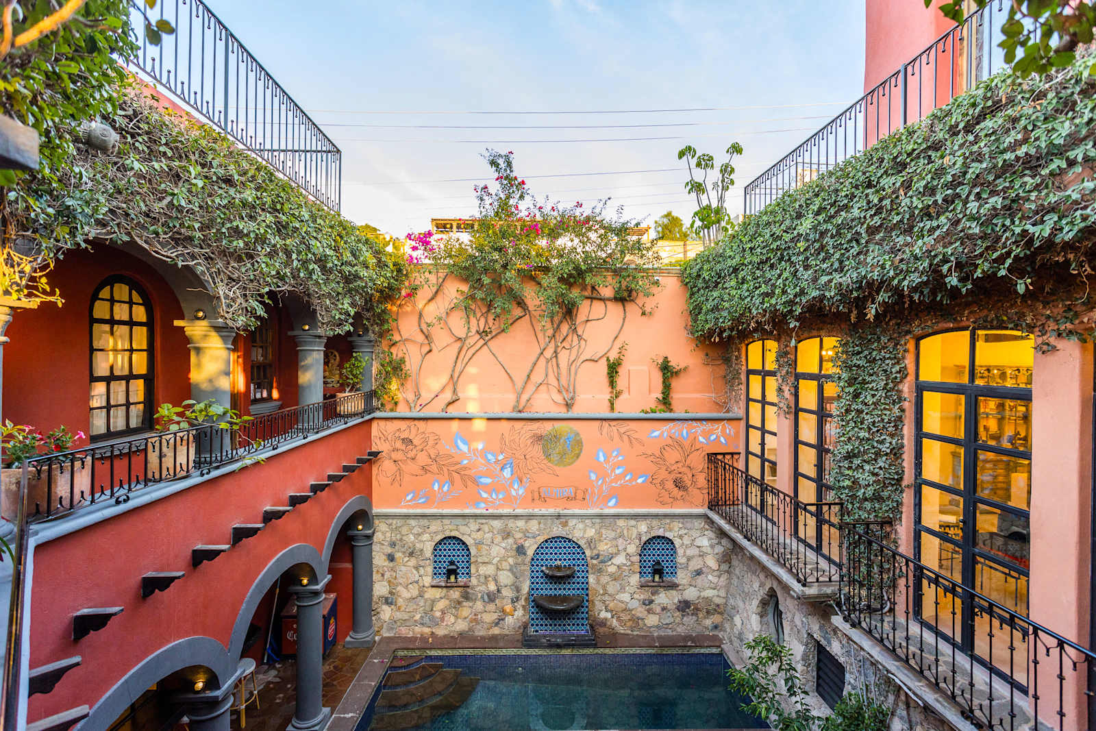 Center courtyard with heated pool