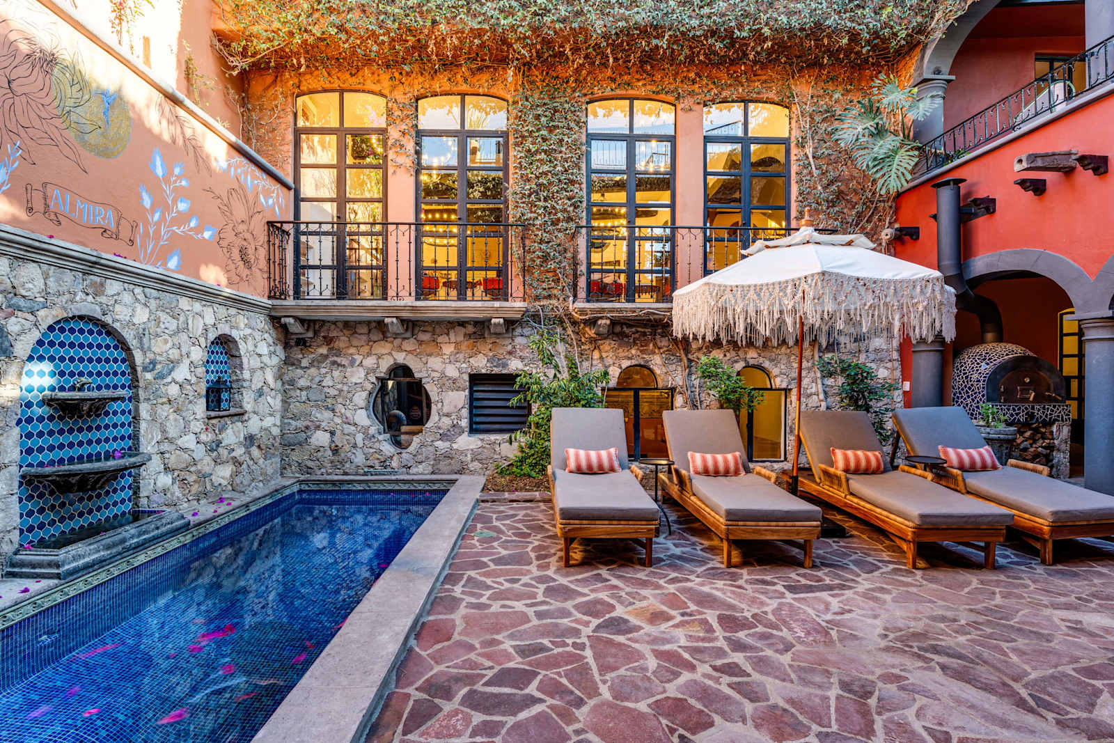 Center courtyard with heated pool