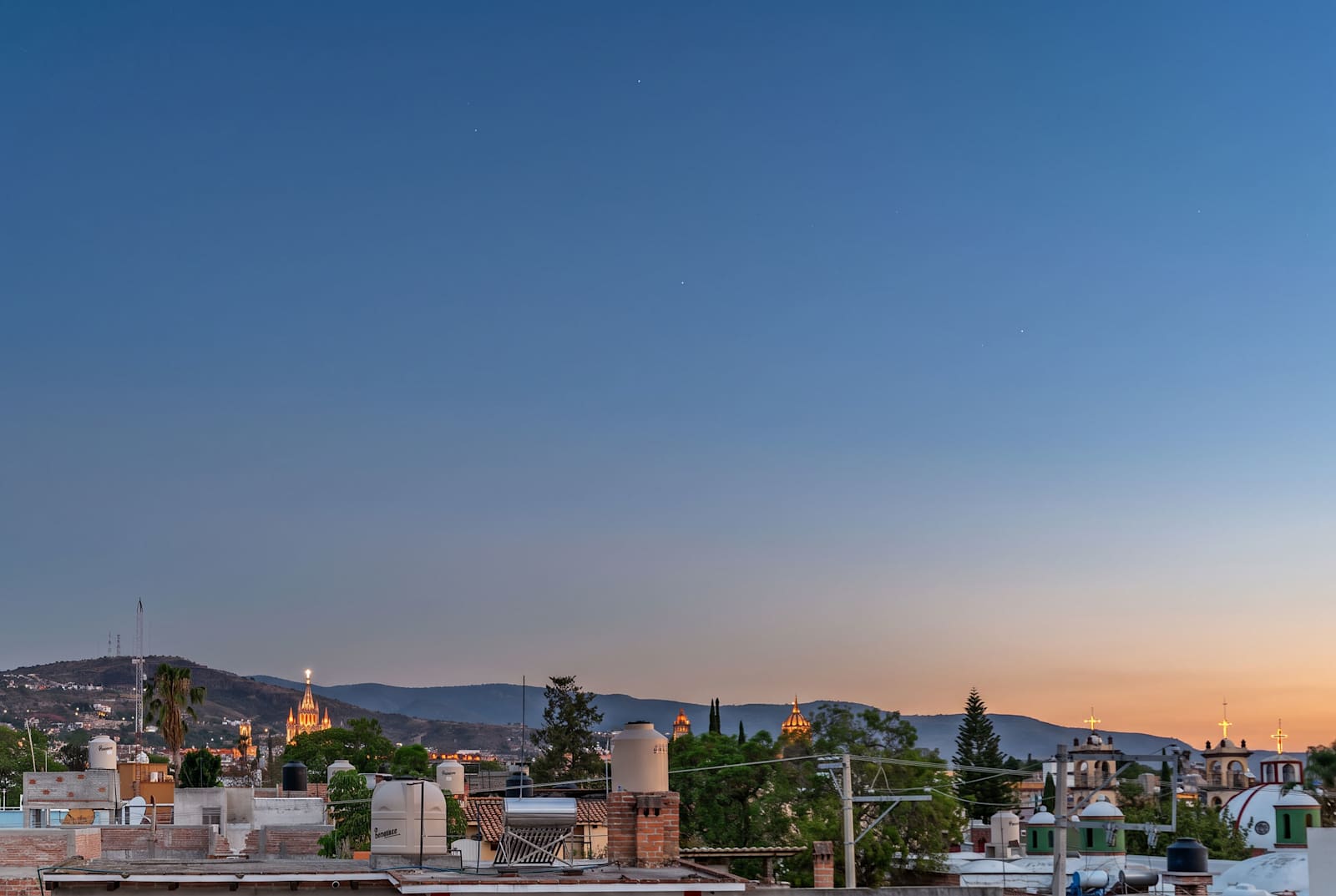 Rooftop balcony with city views