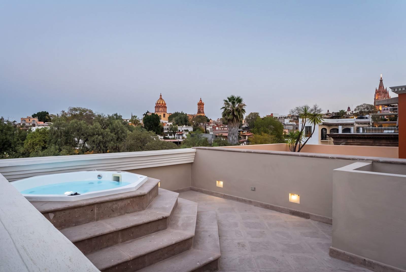 Private rooftop with hot tub jacuzzi overlooking the city