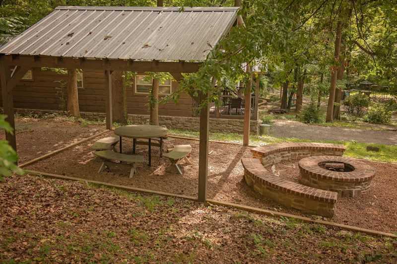 There are community fire pits and gathering spaces throughout the property.