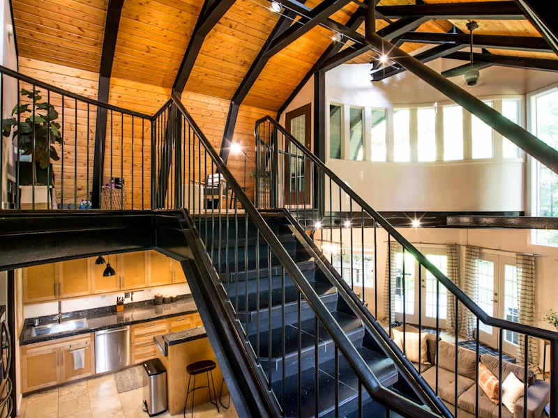 Steel Stairwell to loft and Primary Bedroom