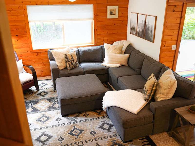 Large sofa for cozying up to movie nights or playing board games. 