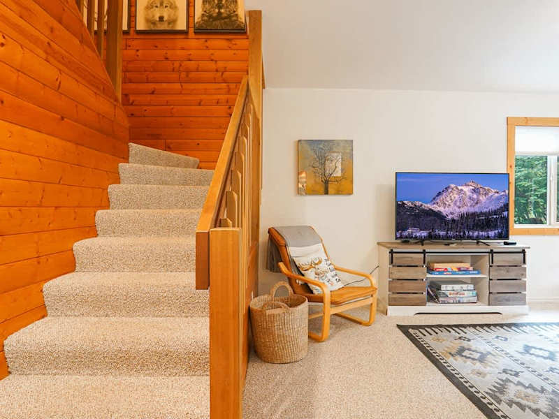 Staircase leading upstairs to bedrooms. 