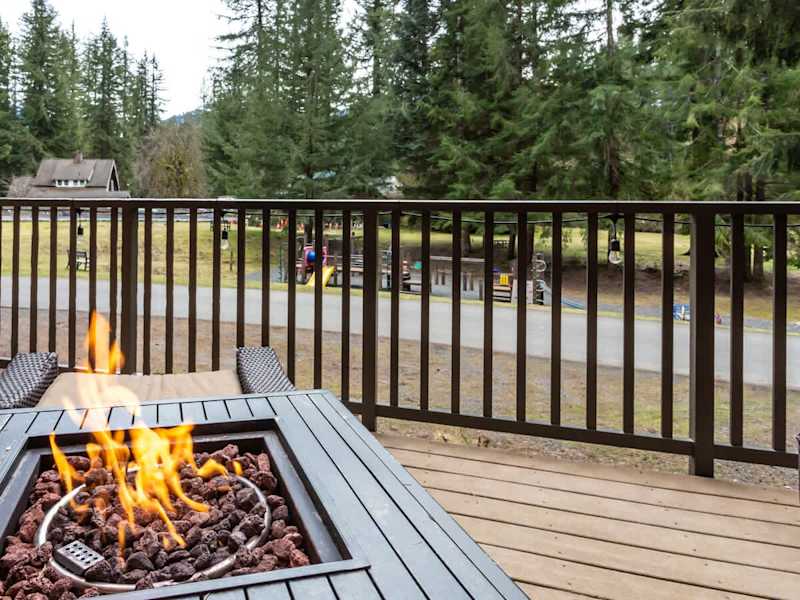 Fire Table on Front Deck looking out onto Playground