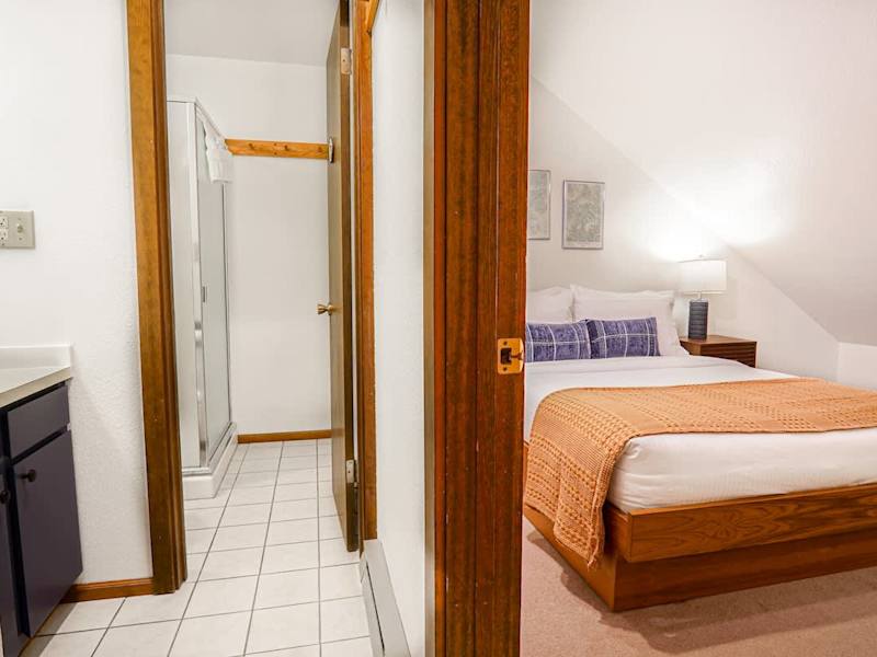 Downstairs bathroom and queen bedroom