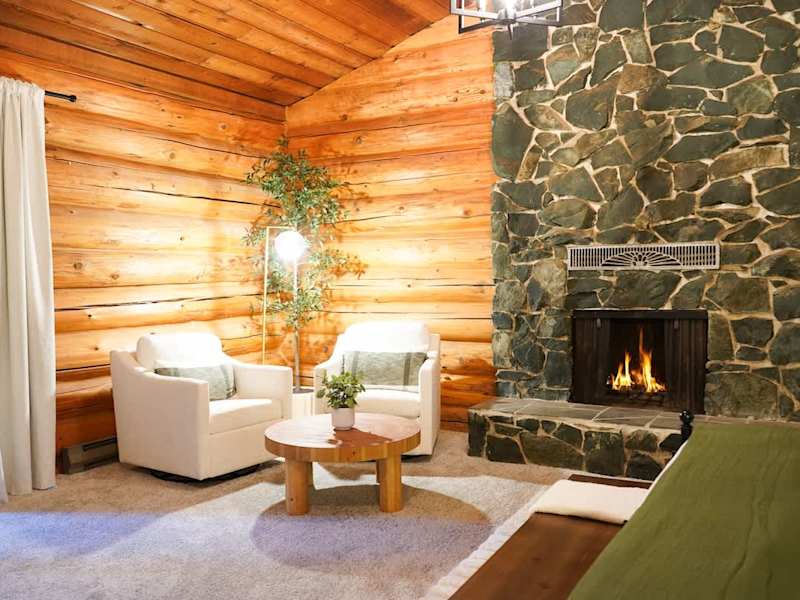 Cozy up to a book in the primary bedroom