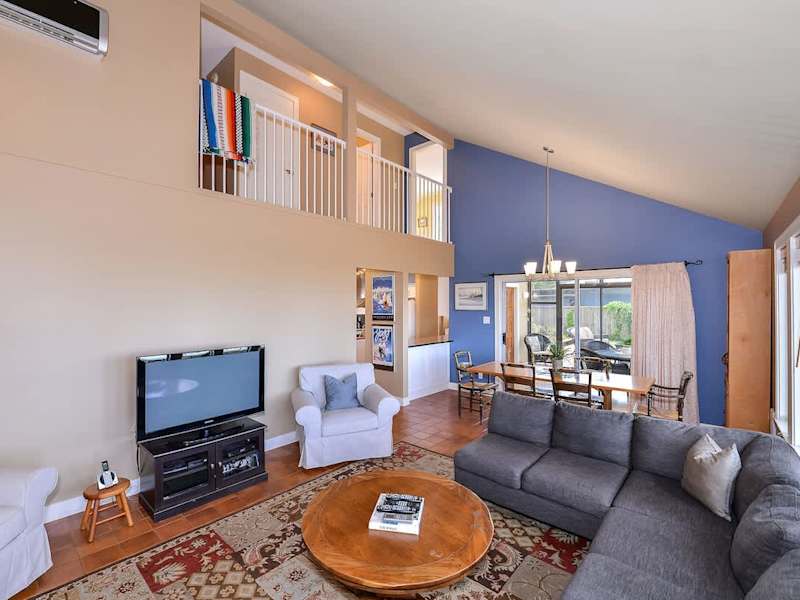 Living space with views of beach. 
