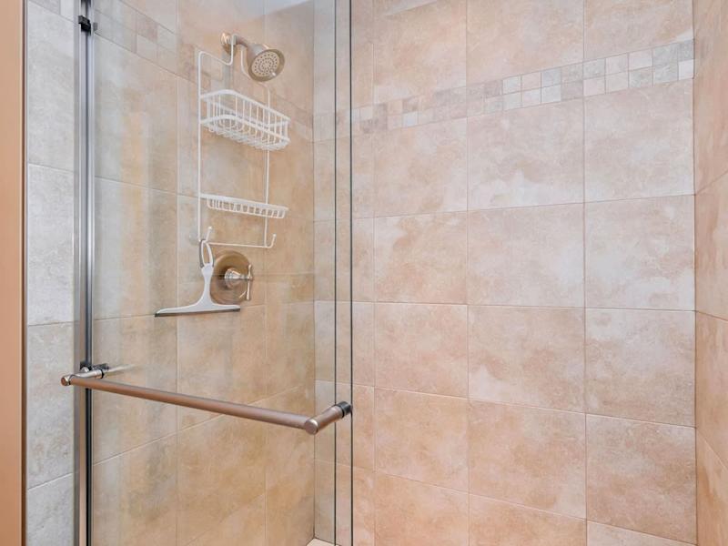 Second floor level bathroom with walk in shower. 