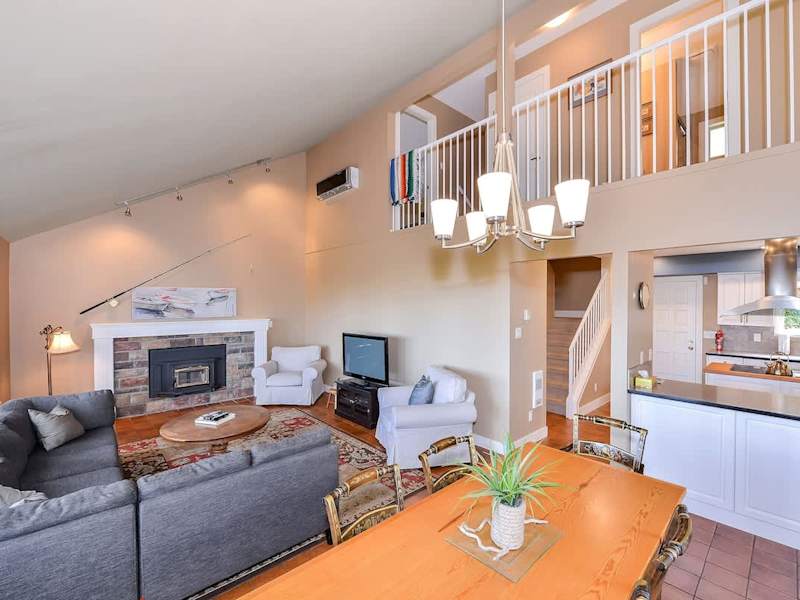 Living space with views of beach. 
