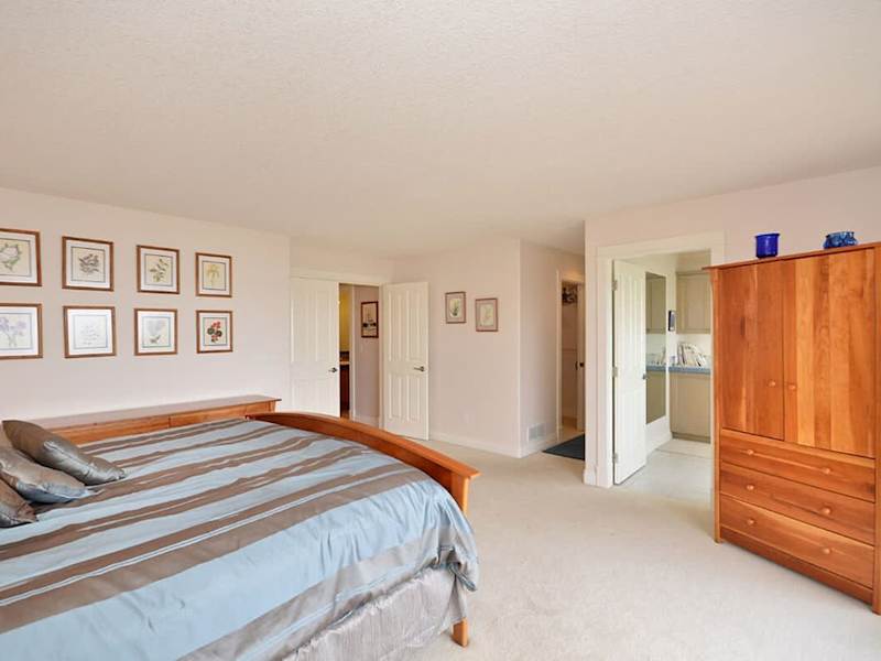 Master bedroom with king and a walk-in closet-sized bed