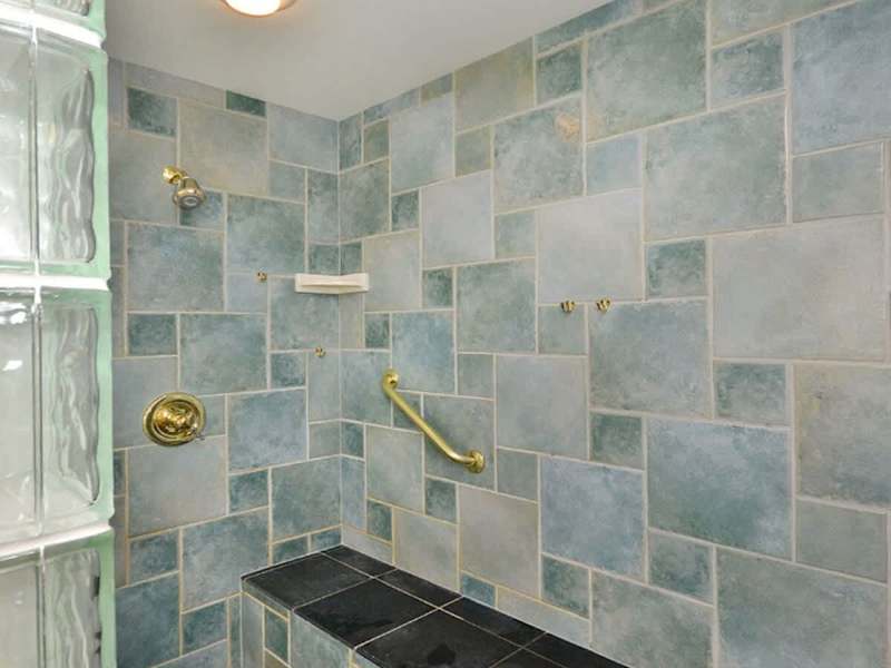 The no-step doorless shower ins the ensuite bathroom of the master bedroom.